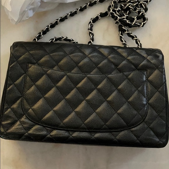 SOLD Chanel Single Flap Jumbo black caviar leather - Picture 12 of 16